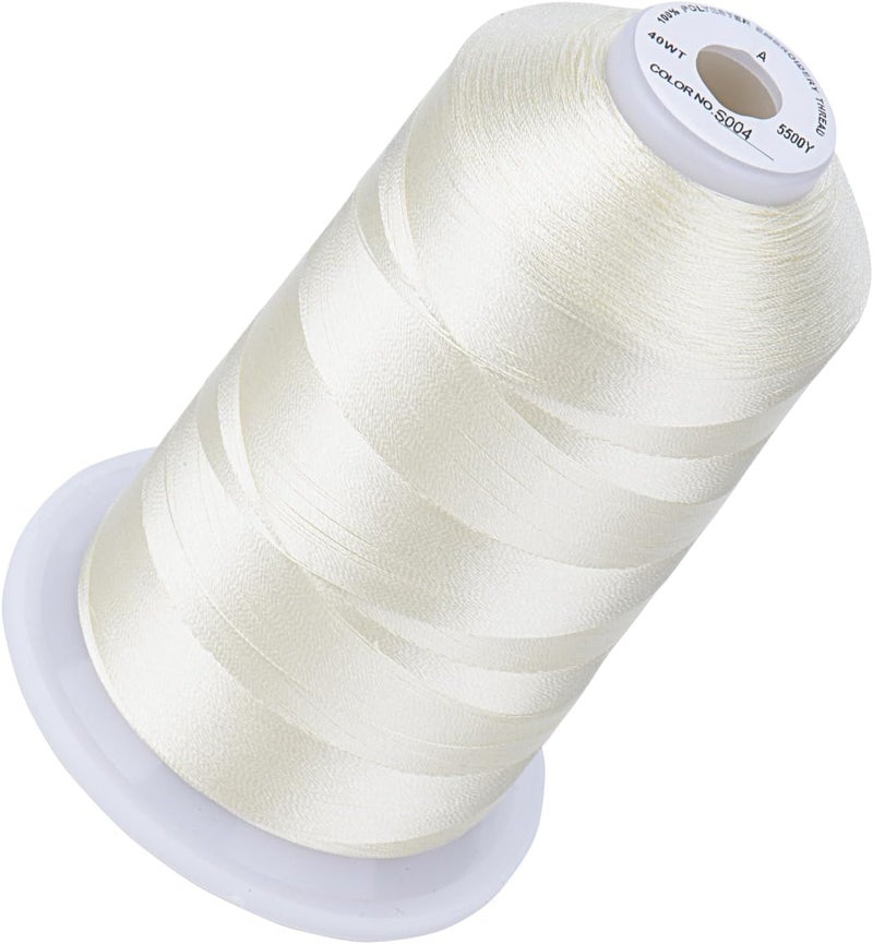 simthread 5500Yds Embroidery Thread, 5000M High-Yardage 40WT 100% Polyester Thread – 170+ Vivid Colors, High-Speed Rated – Compatible with Brother, Singer, Janome & More - Mashmallow S004 - Image 1